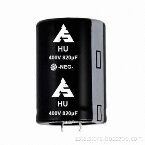 Snap-in aluminum electrolytic capacitor with long lifespan, 5000h, 400V, 820uf